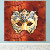 Luxe Venetiaans masker op rood-roest achtergrond Canvas Afdruk (Insitu (Houten vloer))