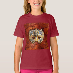 Luxe Venetiaans masker op rood-roest achtergrond T-shirt