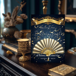 Luxe ventilator-thema verjaardag | Goud & Navy ele Kaart