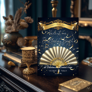 Luxe ventilator-thema verjaardag   Goud & Navy ele Kaart