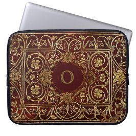 Luxe vergulden op leren monogram laptop sleeve