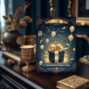 Luxe Verjaardagscadeau   Elegant Goud & Marineblau Kaart