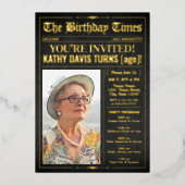 Luxe Verjaardagskrant Nodig Programma Folie Kaart (Voorkant)