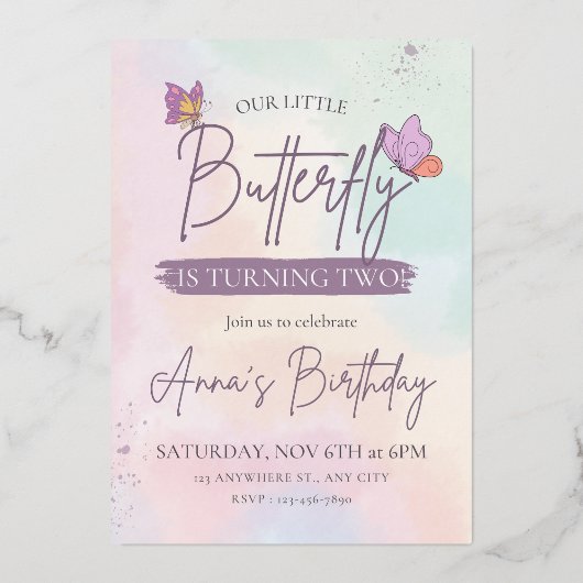 Luxe verjaardagsuitnodiging folie uitnodiging (Voorkant)