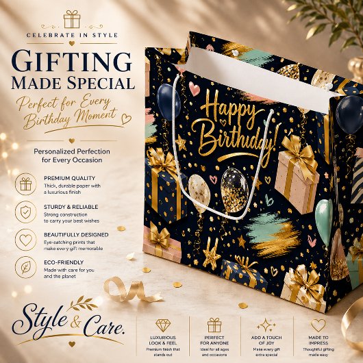Luxe Verjaardagsviering Patroon Groot Cadeauzakje