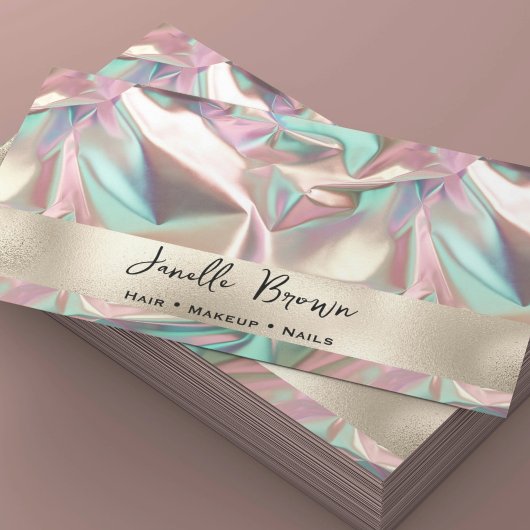 Luxe verkreukelde holografische Folie Visitekaartje