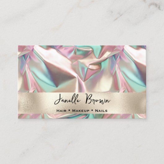 Luxe verkreukelde holografische Folie Visitekaartje (Voorkant)