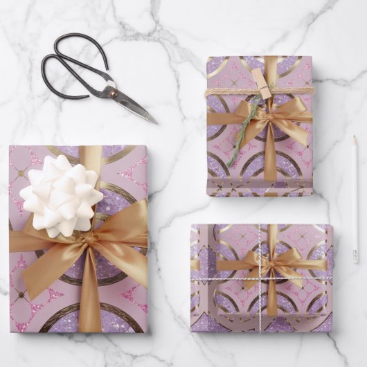 Luxe Verpakte Gift Verpakking Papieren Set Inpakpapier Vel (Voorkant)