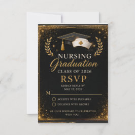 Luxe Verpleegkunde Afstudeer RSVP Kaart 2026 Zwart