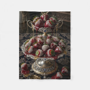 Luxe verse bowl met verse aardbeien Stilleven Kuns Fleece Deken