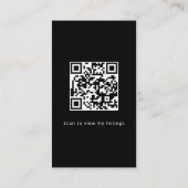 Luxe Vertical Zwart QR Code Makelaar  Visitekaartje (Achterkant)