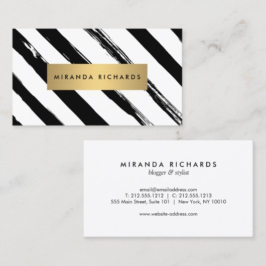 Luxe Vetgedrukte Diagonale Geschilderde Strepen me Visitekaartje (Voorkant / Achterkant)