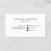 Luxe vetgedrukte penseelstreken met sociale media visitekaartje (Achterkant)