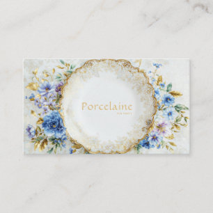 Luxe Victoriaans Blauw Bloemmotief Sieraad Goud Pl Visitekaartje