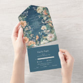 Luxe Victoriaans Royal Elegance bruiloft All In One Uitnodiging (Afscheurbaar)