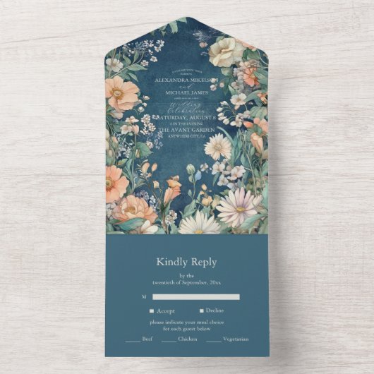 Luxe Victoriaans Royal Elegance bruiloft All In One Uitnodiging (Binnen)