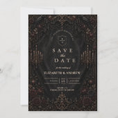 Luxe Victoriaanse Goth-huwelijk Save The Date (Voorkant)