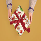 : Luxe Victoriaanse Kerstman & Rendier Kerstverpak Cadeaupapier