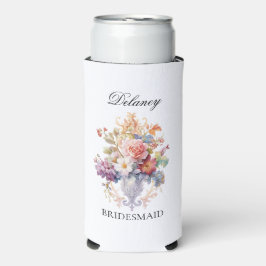 Luxe Vintage Bloemen Bruidsmeisje Voorstel Cadeau Seltzer Blikjeskoeler