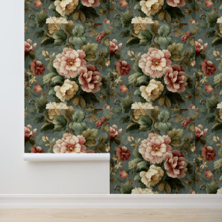 Luxe Vintage Brits Klassiek Bloemmotief Platteland Behang