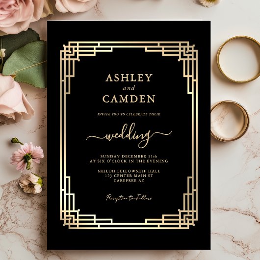 Luxe Vintage Gouden Lijst Bruiloft Kaart