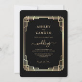 Luxe Vintage Gouden Lijst Bruiloft Kaart (Voorkant)