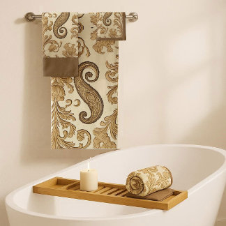 Luxe Vintage Gouden Sierlijke Paisley Persia Erfst Bad Handdoek