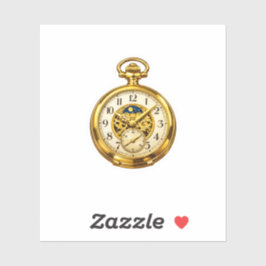Luxe Vintage Gouden Zakhorloge Sticker Elegante T