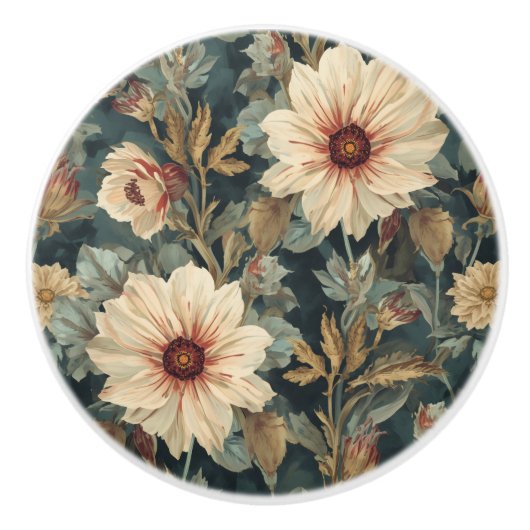 Luxe Vintage Indira Bloemstuk Keramische Knop (Voorkant)