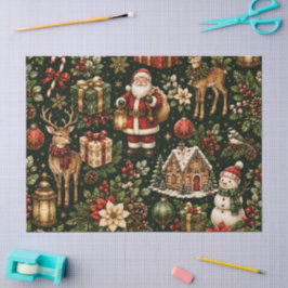 Luxe Vintage Kerst Holiday Patroon Tissuepapier