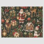 Luxe Vintage Kerst Holiday Patroon Tissuepapier (Voorkant)