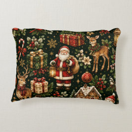 Luxe Vintage Kerstvakantie Patroon Accent Kussen