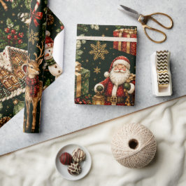 Luxe Vintage Kerstvakantie Patroon Cadeaupapier