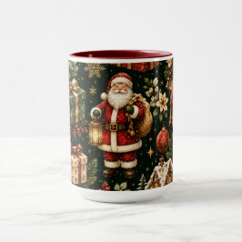 Luxe Vintage Kerstvakantie Patroon Combinatie Mok