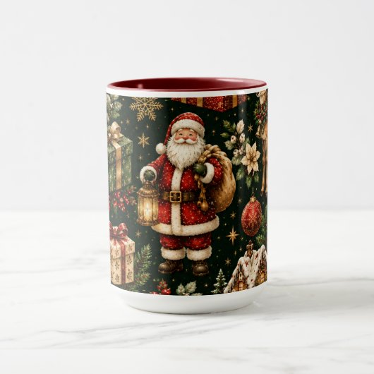 Luxe Vintage Kerstvakantie Patroon Combinatie Mok (Midden)