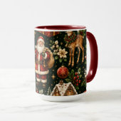 Luxe Vintage Kerstvakantie Patroon Combinatie Mok (Voorkant rechts)