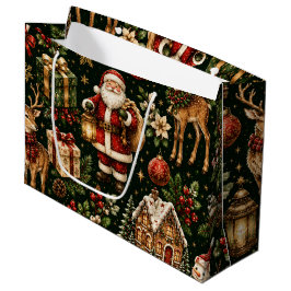 Luxe Vintage Kerstvakantie Patroon Groot Cadeauzakje