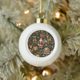 Luxe Vintage Kerstvakantie Patroon Keramische Bal Ornament