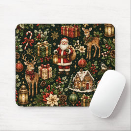 Luxe Vintage Kerstvakantie Patroon Muismat