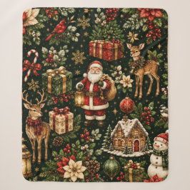 Luxe Vintage Kerstvakantie Patroon Sherpa Deken