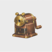 Luxe Vintage Koperen Potloodslijper Sticker Ret (Voorkant)