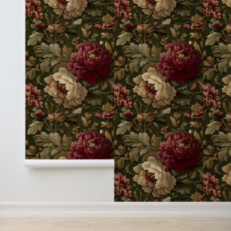 Luxe Vintage Olijfgroen Bourgondië Beige Brits Behang