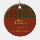 Luxe Vintage Persoonlijke Kerstmis Patronen Keramisch Ornament (Achterkant)