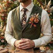 Luxe Vintage Rozen op Zwart Stropdas