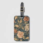 Luxe, vintage rozentuin, blauwe achtergrond bagagelabel (Voorkant (verticaal))
