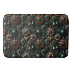 Luxe Vintage Smaragd en Parel Sieraden Patroon Badmat