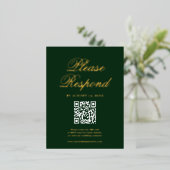 Luxe Vintage Smaragd Regency Trouw RSVP Kaart (Staand Voorkant)