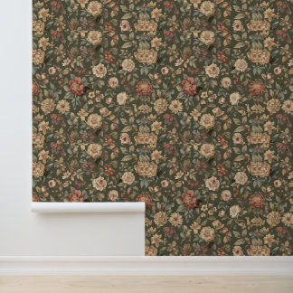 Luxe Vintage Victoriaanse Bloemstuk Antieke Brits Behang