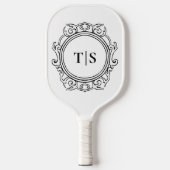 Luxe Vintage Weelderig Wit Monogram Initiaal Pickleball Paddle (Voorkant)