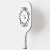 Luxe Vintage Weelderig Wit Monogram Initiaal Pickleball Paddle (Links)
